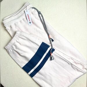 NWT SUNDRY Double Stripe Sweatpant Joggers in Oyster and Navy Size Large